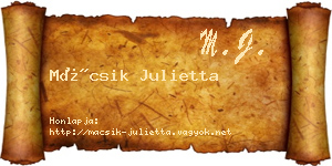 Mácsik Julietta névjegykártya