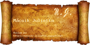 Mácsik Julietta névjegykártya