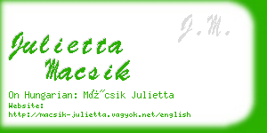 julietta macsik business card